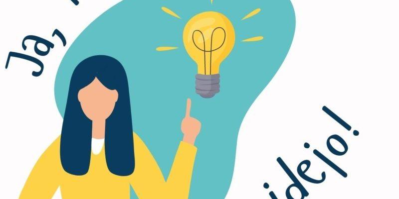 Blue-Yellow-Illustrative-Girl-Have-an-Idea-Round-Sticker1-e1676291911157